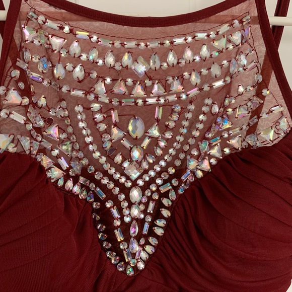 B Darlin burgundy studded prom dress - Picture 3 of 5